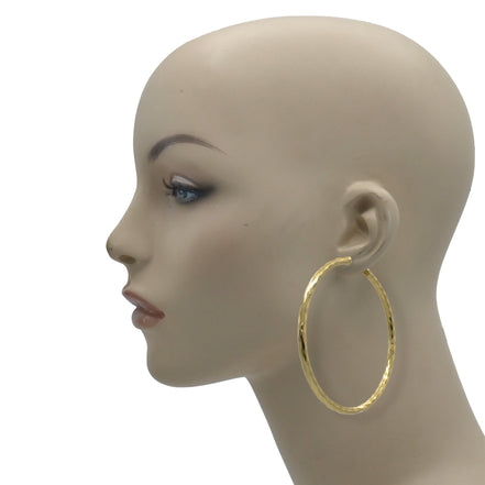 GOLD EXTRA LARGE HOOP EARRINGS #HNE90730GD (GA3)