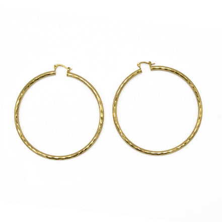 GOLD EXTRA LARGE HOOP EARRINGS #HNE90730GD (GA3)
