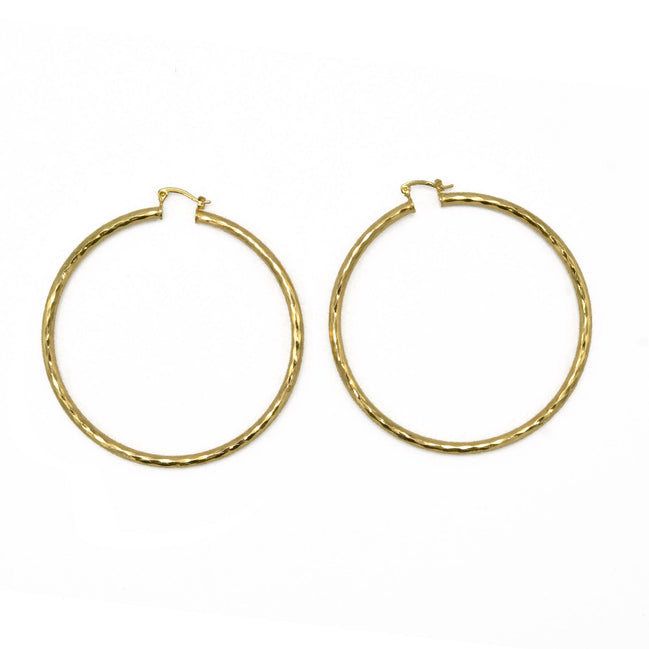 GOLD EXTRA LARGE HOOP EARRINGS #HNE90730GD (GA3)
