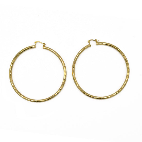 GOLD EXTRA LARGE HOOP EARRINGS #HNE90730GD (GA3)