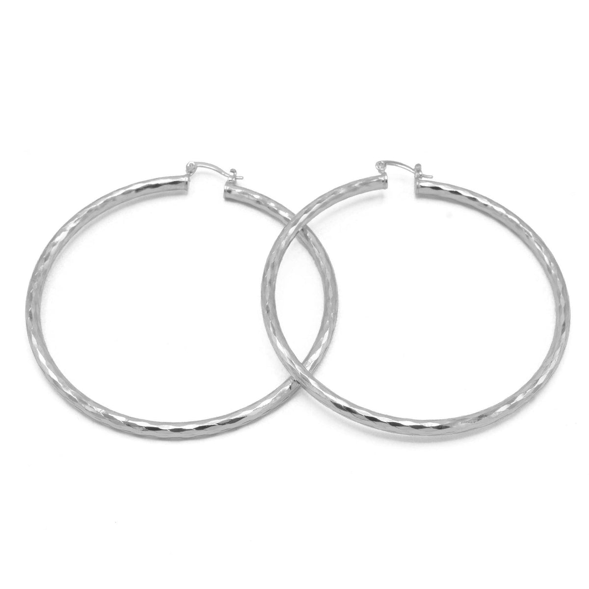 RHODIUM EXTRA LARGE HOOP EARRINGS #HNE90730RD (GA2)