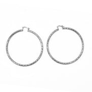 RHODIUM EXTRA LARGE HOOP EARRINGS #HNE90730RD (GA2)