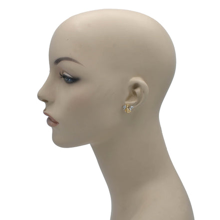 TWO-TONE BEE STUD EARRINGS#HNE90731(SE16)