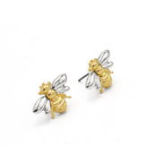 TWO-TONE BEE STUD EARRINGS#HNE90731(SE16)