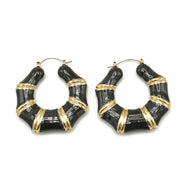 GOLD BLACK EPOXY BAMBOO EARRINGS #HNE90732BK (GF3)