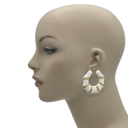 GOLD BLACK EPOXY BAMBOO EARRINGS #HNE90732BK (GF3)
