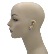 GOLD AND PURPLE SQUARE STUD EARRINGS #HNE90740PUR