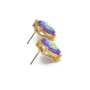 GOLD AND PURPLE SQUARE STUD EARRINGS #HNE90740PUR (GF9)