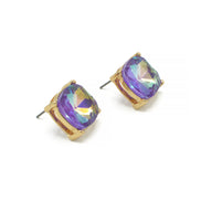GOLD AND PURPLE SQUARE STUD EARRINGS #HNE90740PUR (GF9)