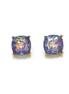 GOLD AND PURPLE SQUARE STUD EARRINGS #HNE90740PUR