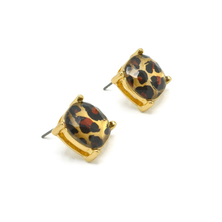 GOLD AND BROWN SQUARE STUD EARRINGS#HNE90740BRW (GD17)