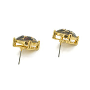 GOLD AND BROWN SQUARE STUD EARRINGS#HNE90740BRW (GD17)