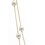 GOLD AND CREAM PEARL TWO ROW LAYER NECKLACE AND EARRINGS SET #SQWS0912516G (XL9)