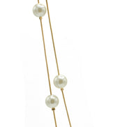 GOLD AND CREAM PEARL TWO ROW LAYER NECKLACE AND EARRINGS SET #SQWS0912516G (XL9)