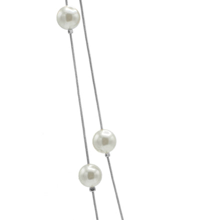 SILVER AND CREAM PEARL 2 ROW LAYER NK AND EAR SET #SQWS0912516S(XL10)