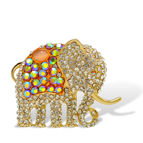 Crystal gold elephant Pin(brooch) #HNP90738