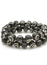 black Brown bone  beads memory wire set of 2stretch bracelet#FWNK-1910-21-BRC