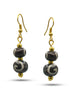 GOLD DARK BROWN BEADS DROP EARRINGS #FWNK-1910-21-ER