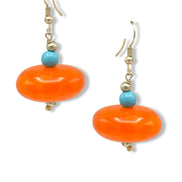 Silver Amber and Turquoise Bead Drop Earrings#FWNK-1808-28-ER