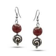 SILVER WINE AND BROWN COLOR RESIN BEADS EARRINGS #FWNK-2206-014-ER