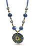 PURPLE AND CREAM CERAMIC BEADS GOLD ROUND NECKLACE #FWNK-2206-002