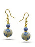 GOLD BLUE CERAMIC BEADS DROP EARRINGS #FWNK-2206-002-ER