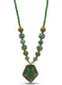 Green Ceramic Beads And Gold Green Pendant Necklace #FWNK-2206-004