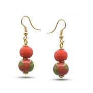Orange And Coral Ceramic Beads Drop Earrings #FWNK-2206-007-ER