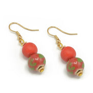 Orange And Coral Ceramic Beads Drop Earrings #FWNK-2206-007-ER
