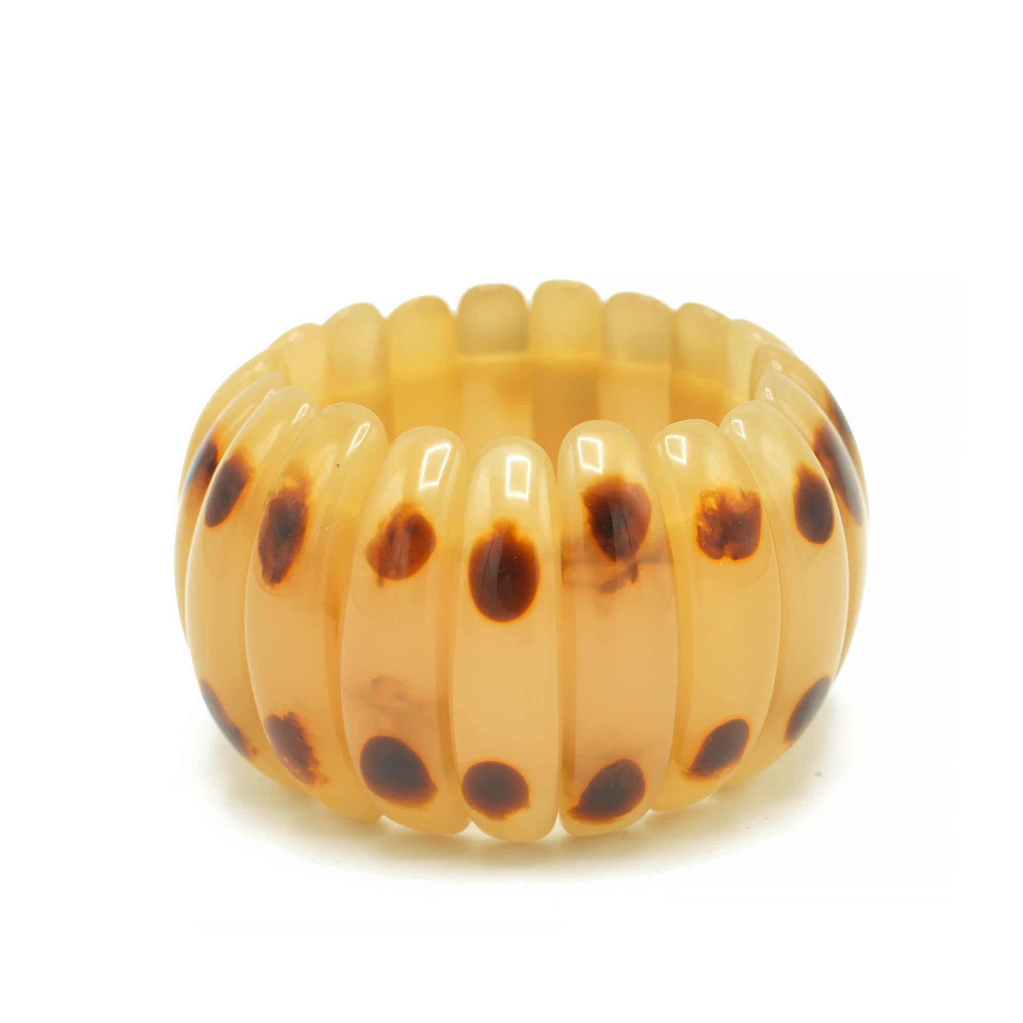 NATURAL COLOR RESIN BEADS MEMORY WIRE STRETCH BRACELET #FWNK-2206-019