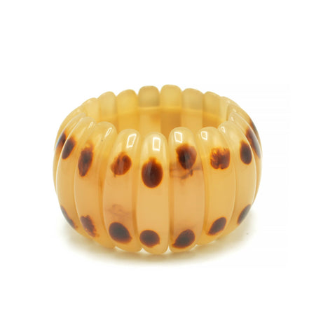 NATURAL COLOR RESIN BEADS MEMORY WIRE STRETCH BRACELET #FWNK-2206-019