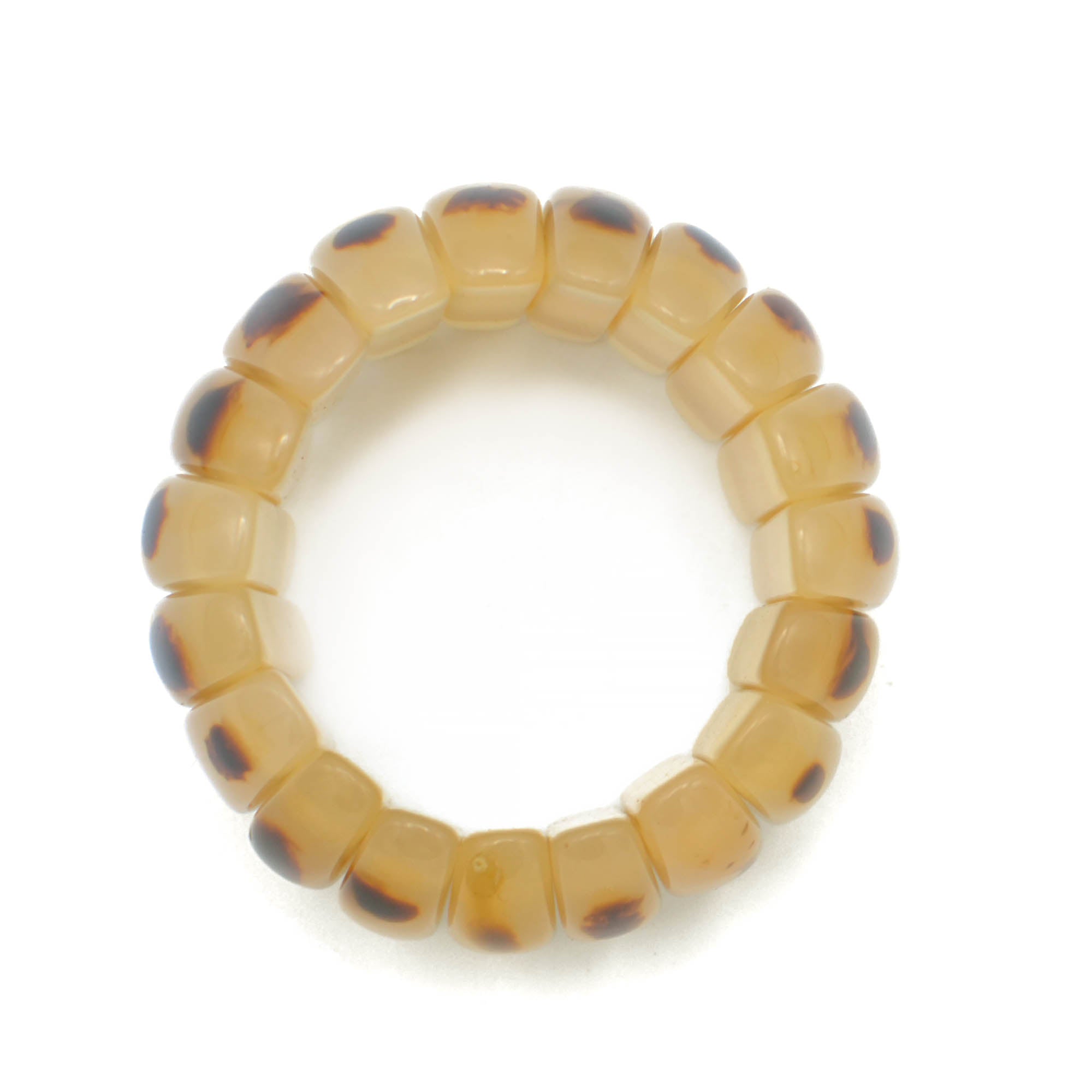 NATURAL COLOR RESIN BEADS MEMORY WIRE STRETCH BRACELET #FWNK-2206-019
