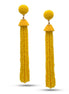 YELLO SEED BEAD LONG TASSEL POST EARRINGS #FWNK-2206-033
