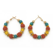 GOLD MULTI COLOR HOOP EARRINGS#FWNK-2206-037
