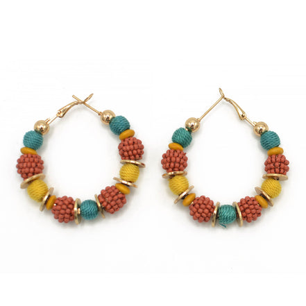 GOLD MULTI COLOR HOOP EARRINGS#FWNK-2206-037