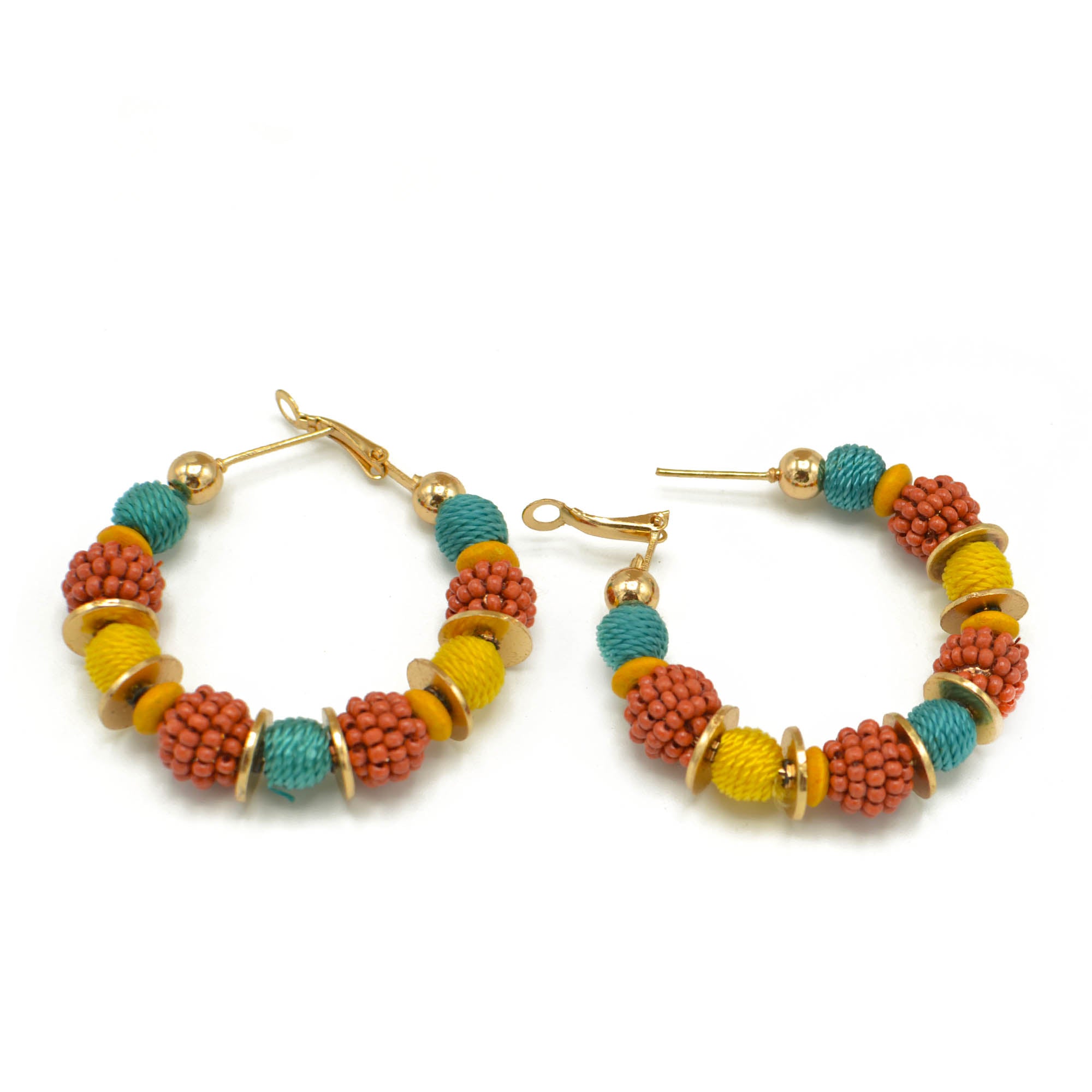 GOLD MULTI COLOR HOOP EARRINGS#FWNK-2206-037