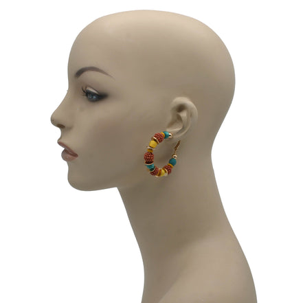 GOLD MULTI COLOR HOOP EARRINGS#FWNK-2206-037