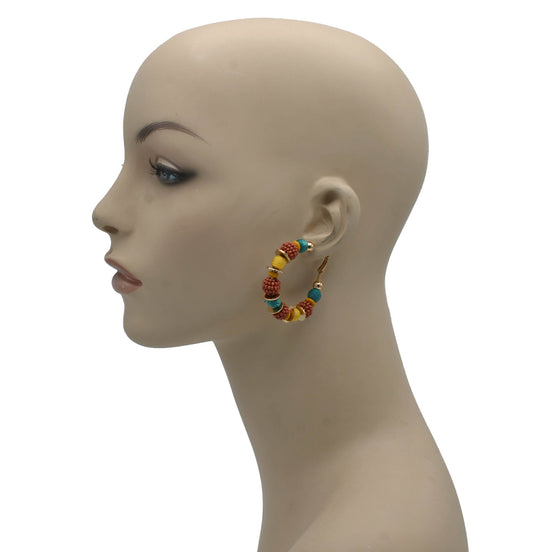 GOLD MULTI COLOR HOOP EARRINGS#FWNK-2206-037