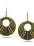 MULTI COLOR BEADS AND GREEN THREAD GOLD EARRINGS# FWNK-2206-038