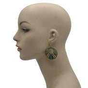 MULTI COLOR BEADS AND GREEN THREAD GOLD EARRINGS# FWNK-2206-038