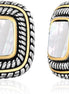 Mother of Pearl Clip-On Earrings – Two-Tone Rope Border Statement Jewelry  1" Inch#83015ER-MOP (FF17)
