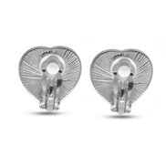 Rhodium off white heart pearl clip-on earring #HNE90832CLIPRD (BG9)
