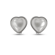Rhodium off white heart pearl clip-on earring #HNE90832CLIPRD (BG9)