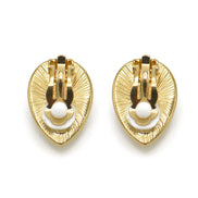 Gold cream pearl teardrop clip-on earrings #HNE90834CLIPGD