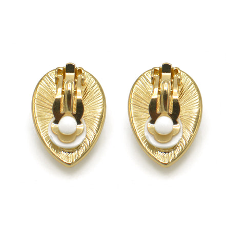 Gold cream pearl teardrop clip-on earrings #HNE90834CLIPGD