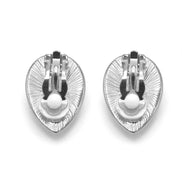 Rhodium off white pearl teardrop clip-on earrings #HNE90834CLIPRD(HH4)