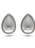 Rhodium off white pearl teardrop clip-on earrings #HNE90834CLIPRD