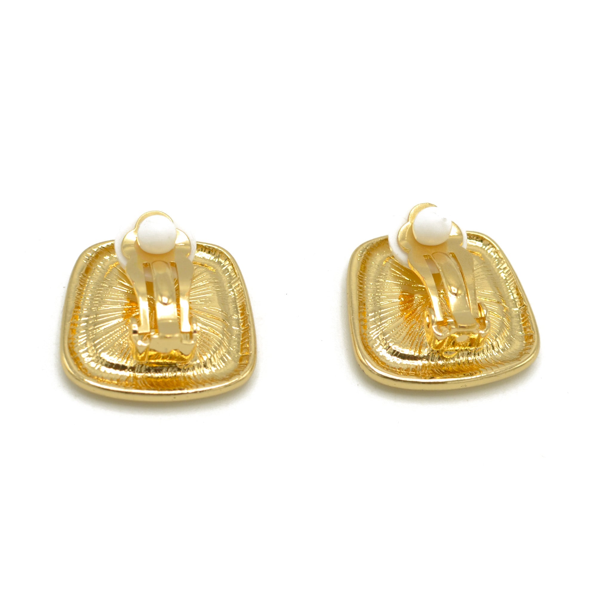 Gold and Mother of pearl clip earrings# HNE90837CLIPGD