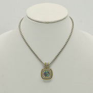 Two-Tone Abalone Square Pendant Box Chain Necklace #73014EH-ABAL.(FA12)
