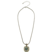 Two-Tone Abalone Square Pendant Box Chain Necklace #73014EH-ABAL.(FA12)